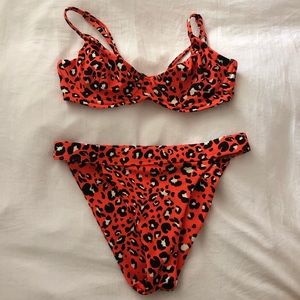 Blackbough Swimwear Leopard Bikini Set Small